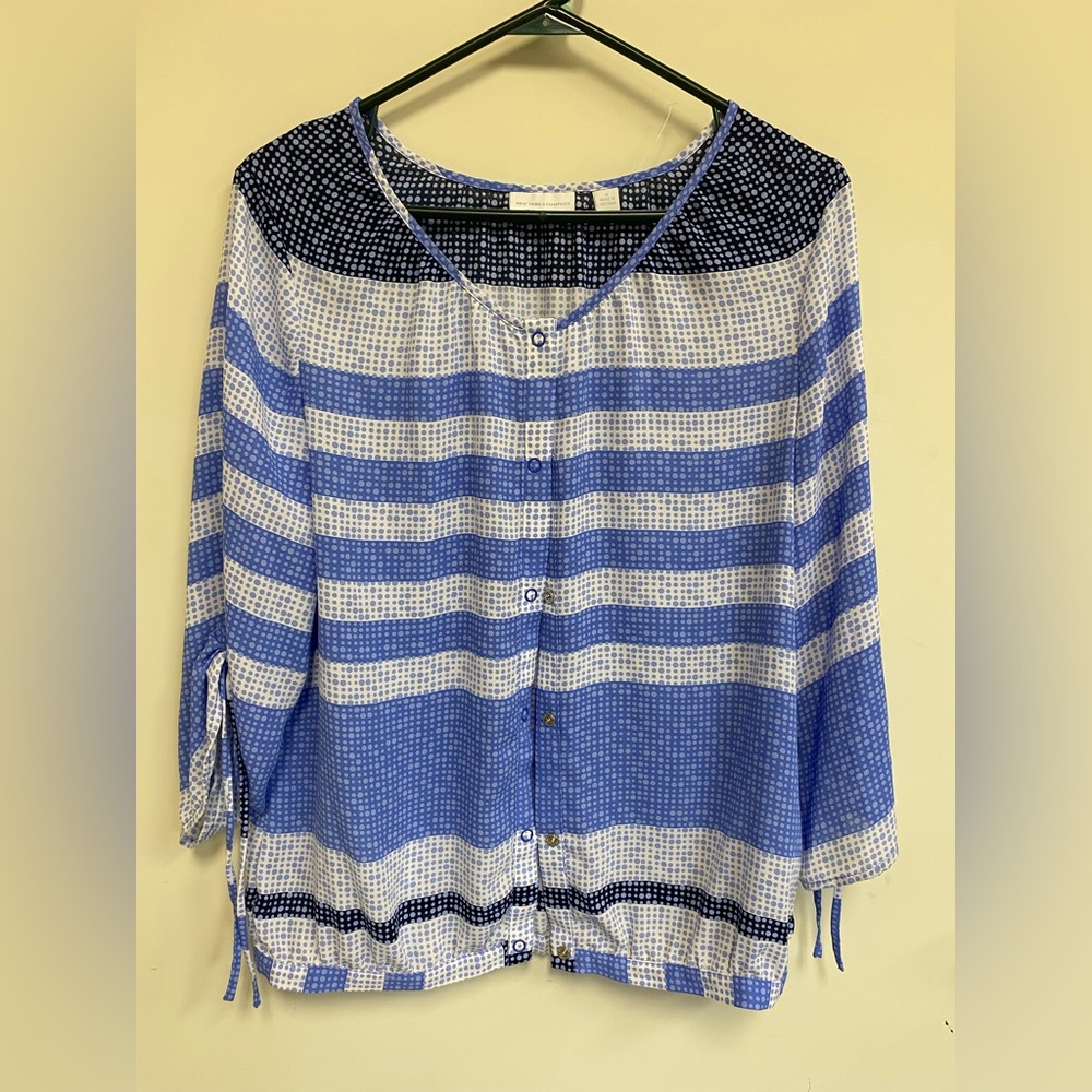 New York & Company Quarter Length Tie Blouse